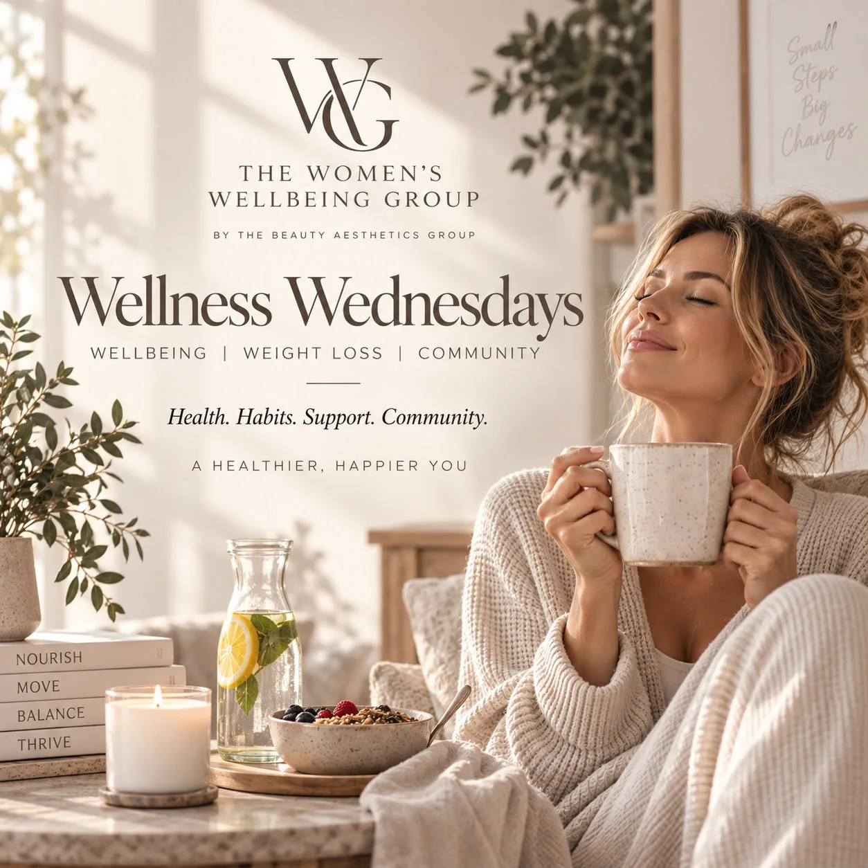 Wellness Wednesdays: a woman enjoying a quiet moment with a warm drink